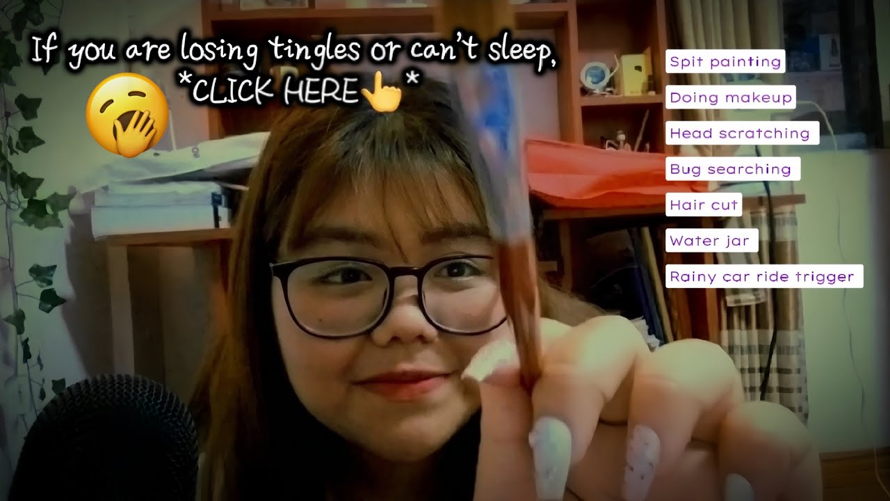 Low q but get u 100% tingles🥱💤 Wet mouthsounds layered, Water Jar, Rainy thunder car ride🌧🌙