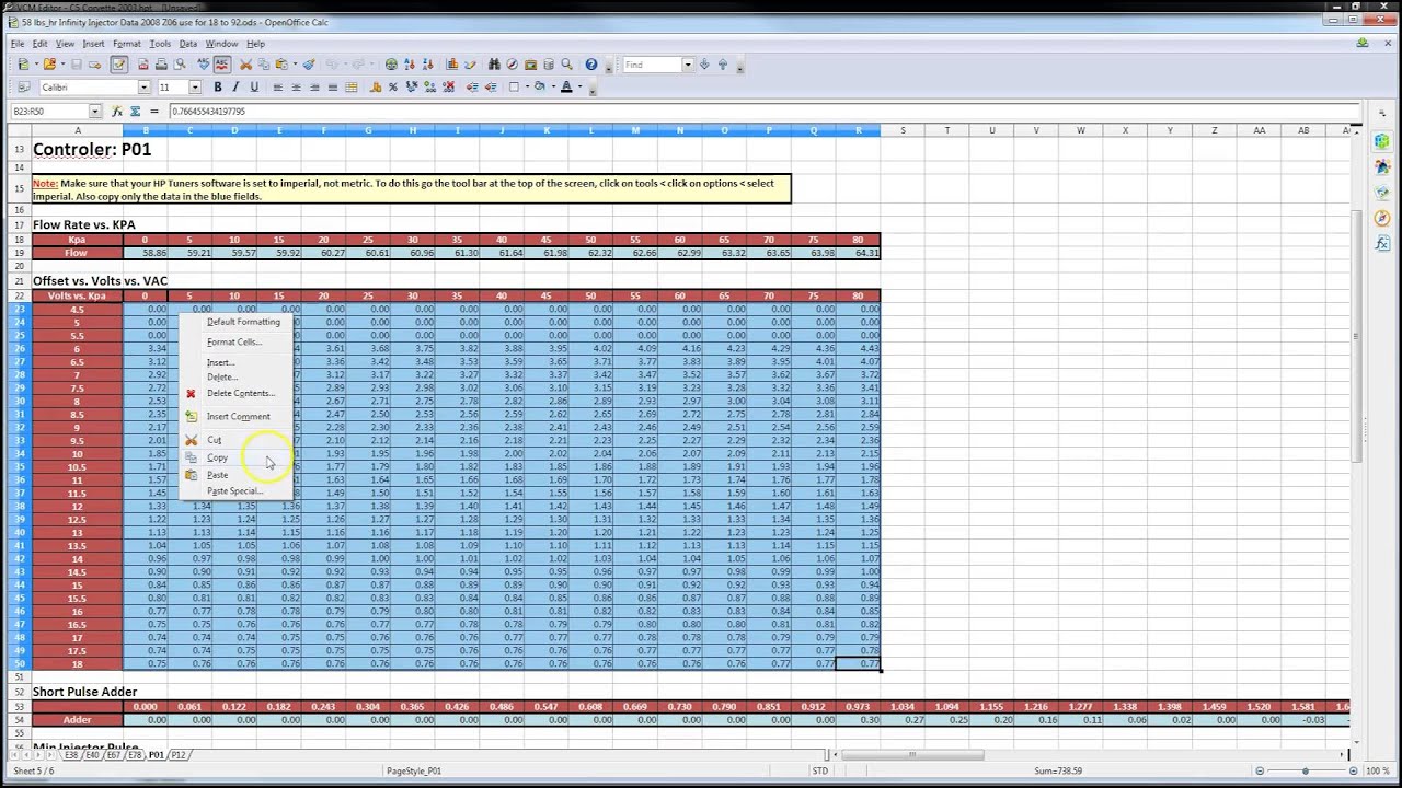 Fuel Injector Flow Rate Chart