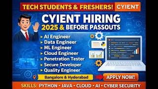 Cyient Hiring 2025 & Before Passouts | Tech Freshers | Coding Challenge | Apply Now