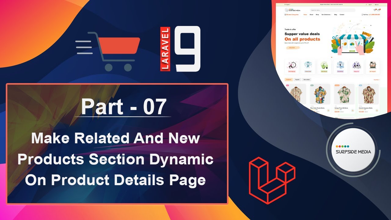 Laravel 9 E-Commerce - Make Related And New Products Section Dynamic On Product Details Page