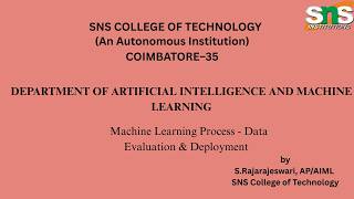 Machine Learning Process- Data Evaluation & Deployment | Machine Learning | SNS Institutions