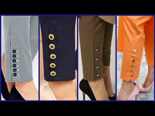 Capri bottom design with button latest designs  styles 2021  Trouser  design  Ladies pants designs  YouTube