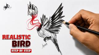 How to draw Realistic Bird Drawing with Charcoal Pencil | Step by Step Tutorial screenshot 5