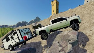 Extreme camping to find secret castle and treasure | Farming Simulator 19 camping and mudding