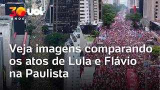 Lula x Flávio Bolsonaro na Paulista: veja comparação de imagens aéreas em atos em SP; vídeo
