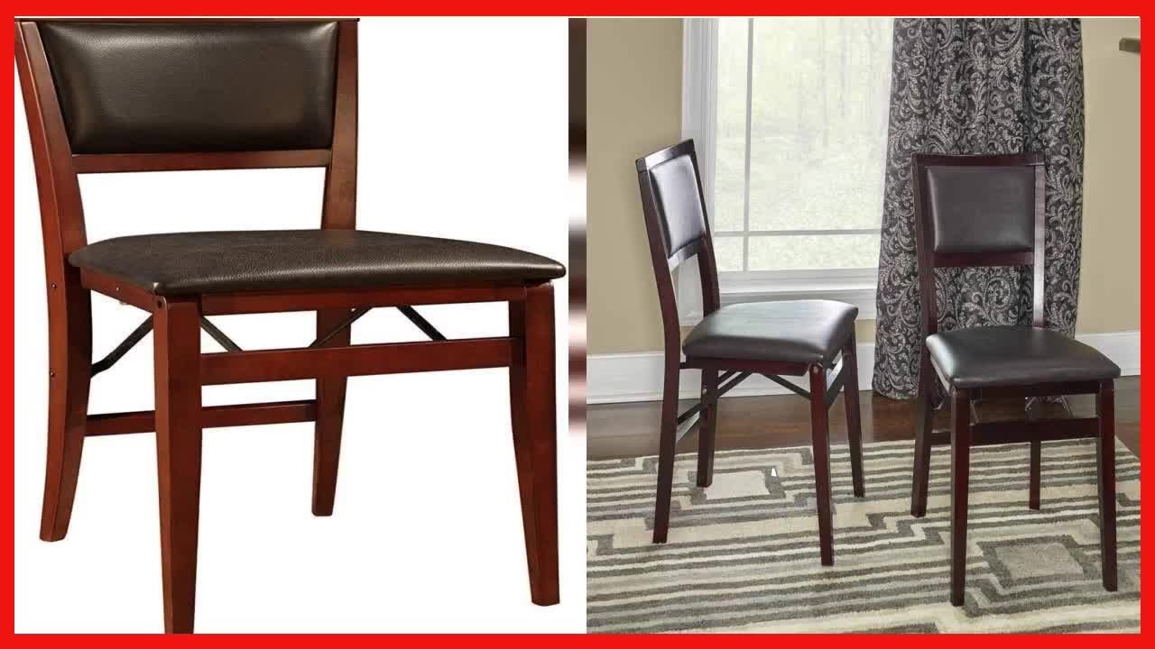 Set Di 2 Sedie Pieghevoli Linon Keira Pad, Struttura In Legno E Similpelle Marrone, Capacità 113 Kg