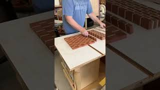 Brick pattern end grain cutting board layout.