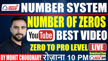 Number System | Number Of Zeros For SSC CGL/CHSL/CPO | Maths | By Mohit Chaudhary Sir