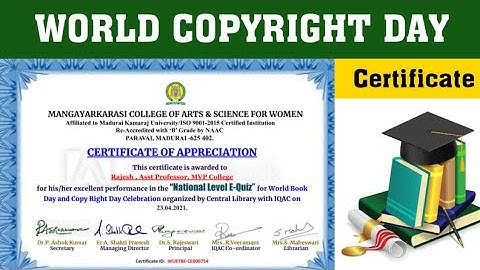 World Book Day l Freee Certificate Quiz On Book Day l  Free Certificate 2021 l World Copyright Day