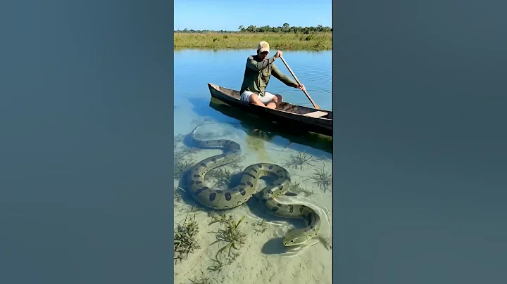20ft Anaconda Swims Directly at Our Boat!🤯🐍#snake #shorts #boat