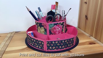 Rotating Desktop Organizer 3D SVG Papercrafting Project