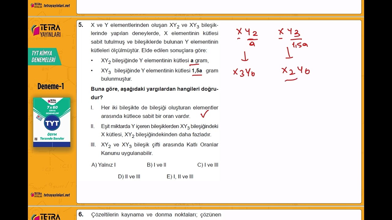 Tetra Yayınları TYT Kimya 1. Deneme Çözümü 🔬 ÖSYM Tarzı Full Anlatım