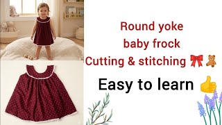 Round yoke baby frock cutting and stitching//1.5-2 year baby girl frock tutorial 🎀🧸#babyfrock