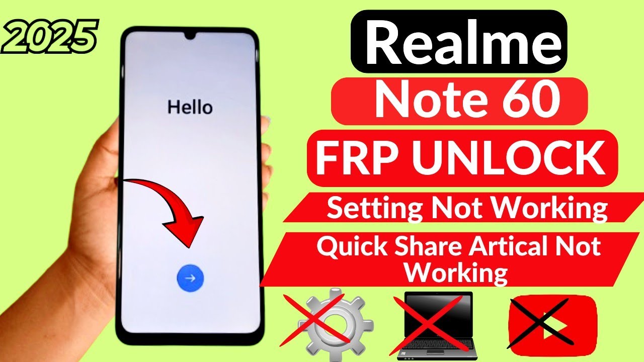 Realme Note 60 Frp Bypass Android 14 | Realme (RMX3933) Google Account ...