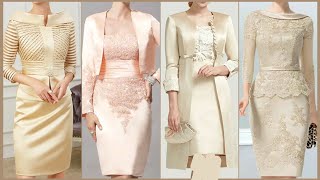 Designers Luxurious Satin & Venice Lace Jacket Formal Knee Length Mother Of the bride dresses