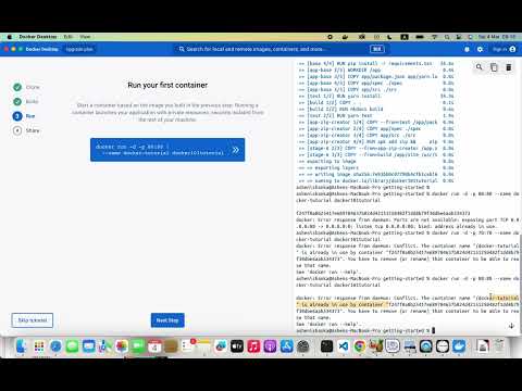 docker: Error response from daemon: Conflict. The container name "/" is already in use by container.