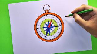 Navigation Compass Drawing | how to draw compass easily step by step
