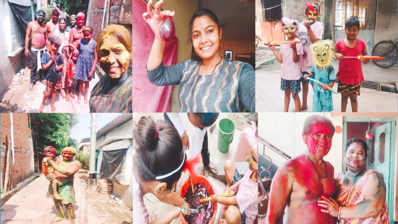 সবাই কে আজকে রং মাখিয়ে ভূত বানালাম||Barir Sobai Mile Khub Moja Kore Holi Khellam||Happy Holi🤗||