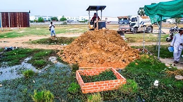 Processing Landfill Up Task!! Using Dump Truck 5Ton & Dozer D20P Pushing Soil Delete Flooded Land