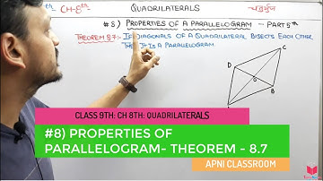 8) Maths Class 9 Chapter 8 Quadrilaterals- Properties Of Parallelogram Theorem 8.7 | Maths Class 9