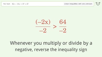 Solving Linear Inequalities: 16x-18x is Smaller Than 37+27