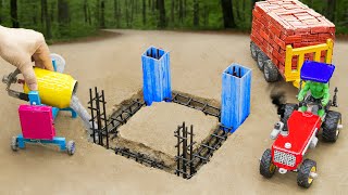 Diy How to make Cowshed science project|Concrete mixer working videos |Tractor trolley loading video