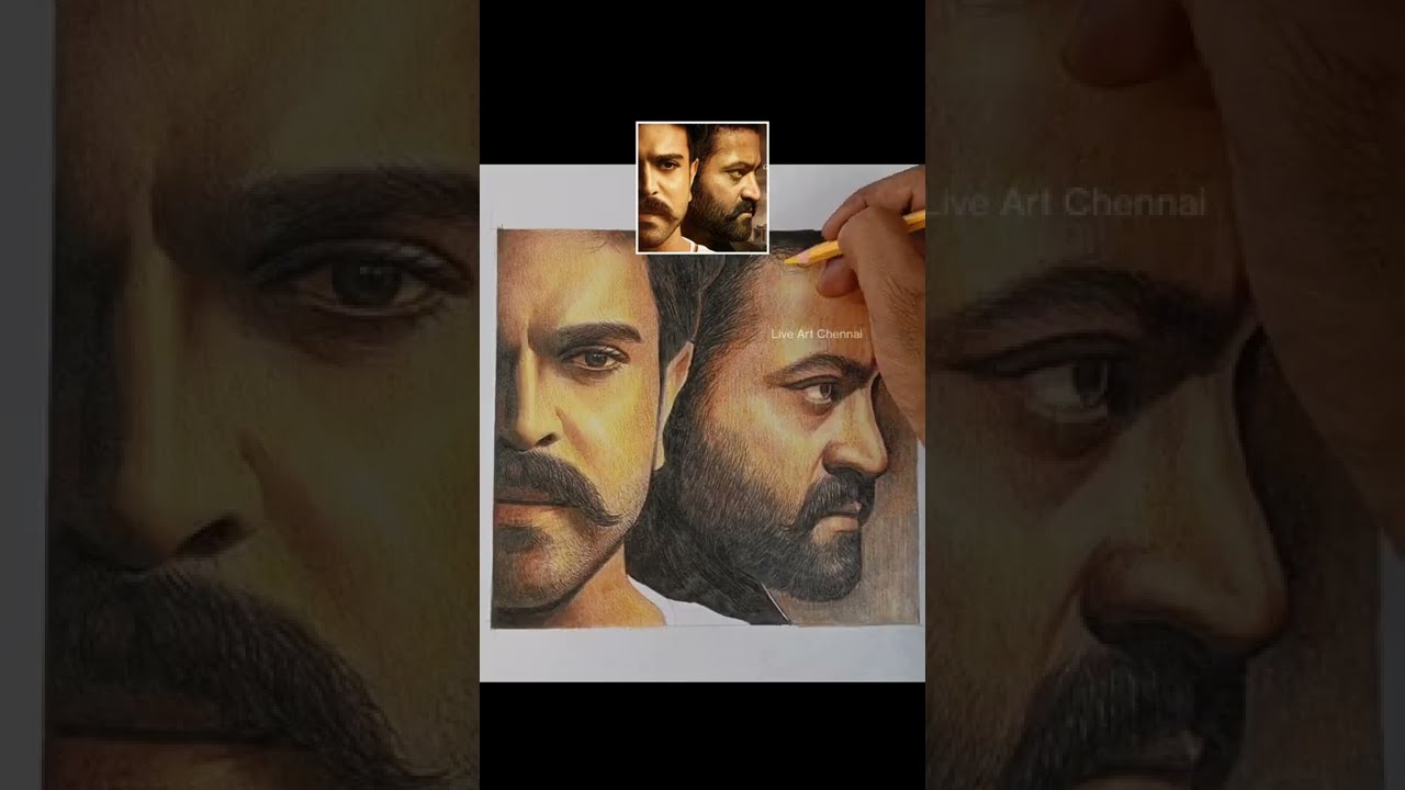 RRR Movie | Ramcharan | NTR | Pencil Drawing | 