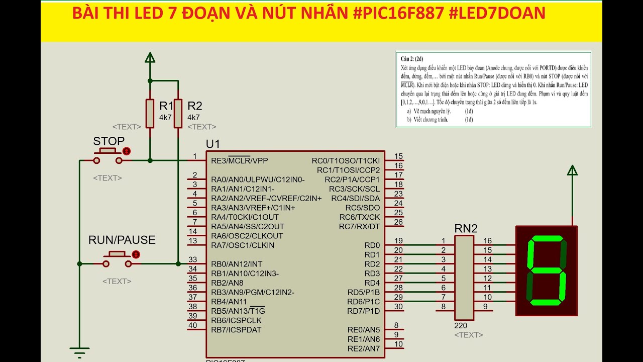 ĐIỀU KHIỂN LED 7 ĐOẠN ĐẾM/DỪNG THEO NÚT NHẤN - YouTube