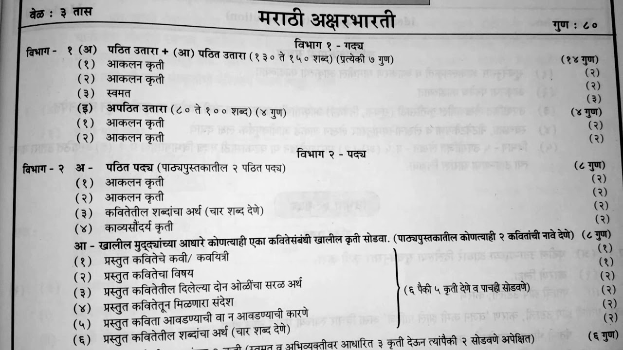 SSC BOARD EXAM MARATHI PAPER PATTERN 2020 - YouTube