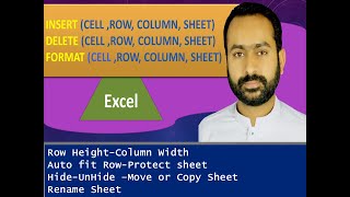 How to use insert, delete and format option in Excel | Excel | Hamid Nawaz