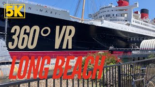 360° VR Bike Tour of LONG BEACH SHORELINE | QUEEN MARY | 5.7K Scenery for Exercise Bikes