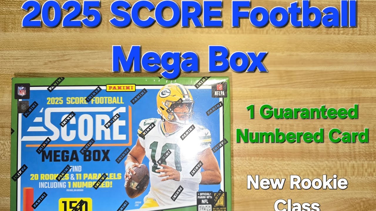 2025 Score Football Mega Box First Look.  1 Guaranteed Numbered cards, and a TON of cards. 