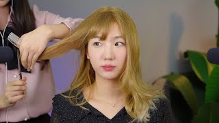 [ASMR] Blond Long Hair Cutting Realsound | Collaboration with my Cousin