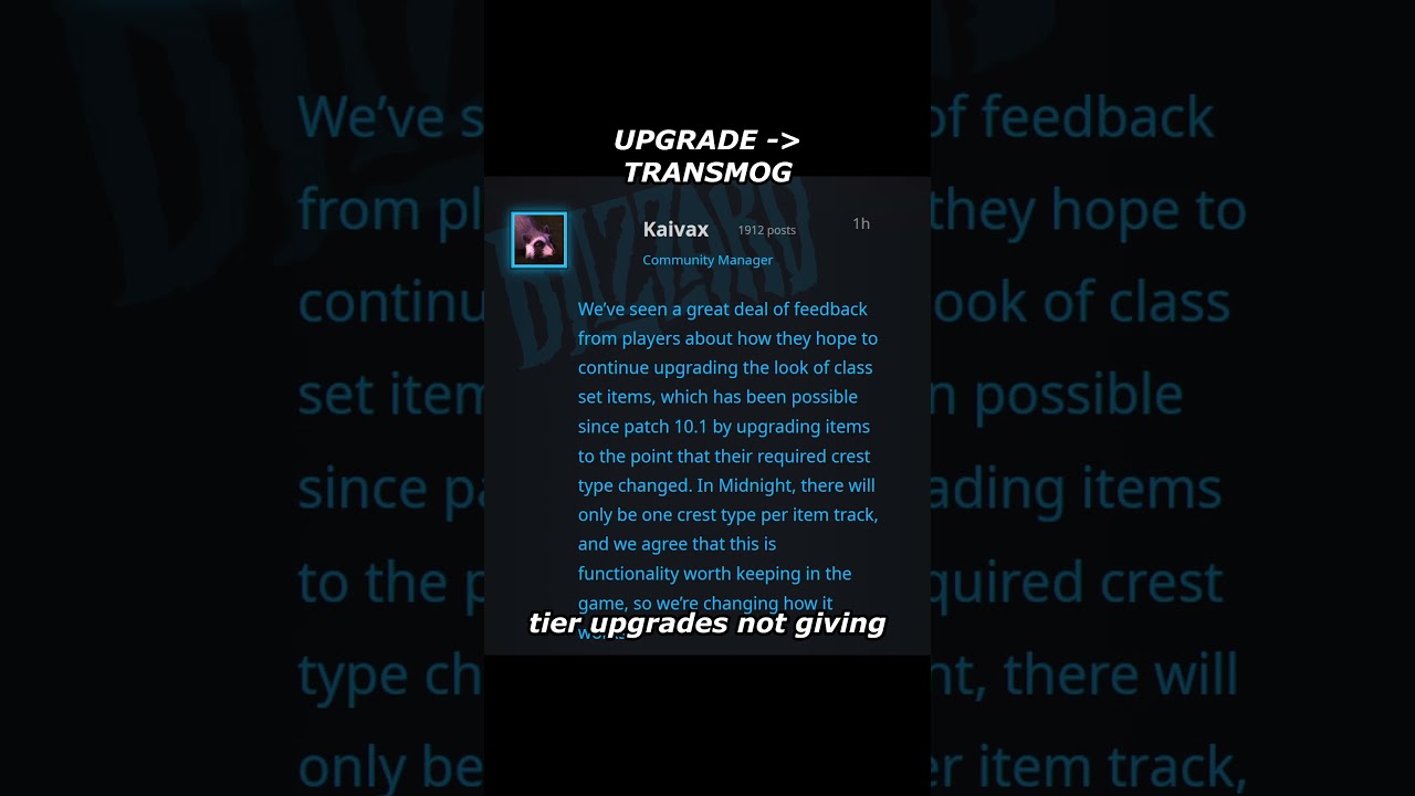 Midnight transmog change reversed upgrades unlock looks again