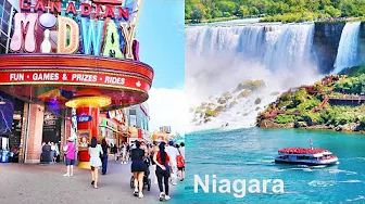 Niagara Falls First Days of Autumn -  Walking Tour from Canadian Falls to Niagara City | 4K