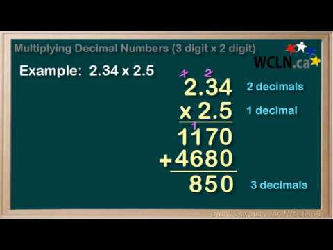 wcln math multiplying decimal numbers 3 digit x 2 digit youtube