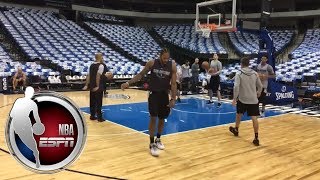 Spurs Kawhi Leonard gets in some shootaround action | ESPN screenshot 5