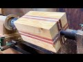 Amazing woodturning crazy  traditional carpenter woodworking with virtuoso working skills on lathe