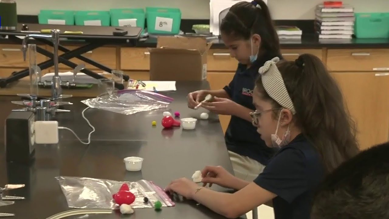 Kaiti’s Science Lab makes cotton ball catapults at Brooks Collegiate