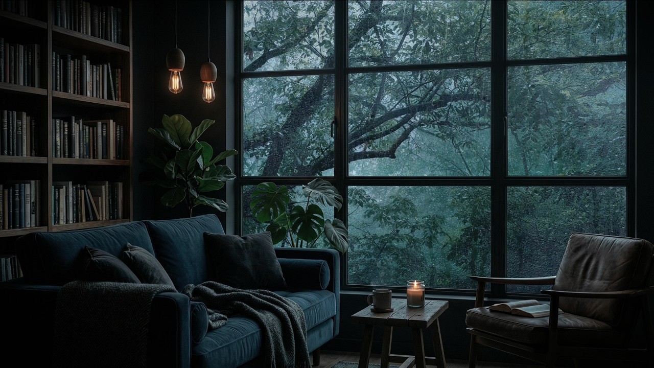 Gloomy Forest Room 🌲 Heavy Rain & Deep Focus Piano for Studying & Solitude.