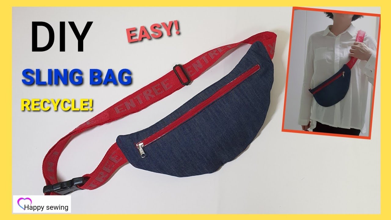 DIY 올드진 재활용 슬링백만들기/Recycle Old Jeans to Sling Bag/ 힙색만들기/가방 만들기 YouTube