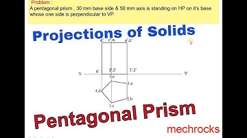 Engineering Drawing - Projections of Solids - Pentagonal Prism
