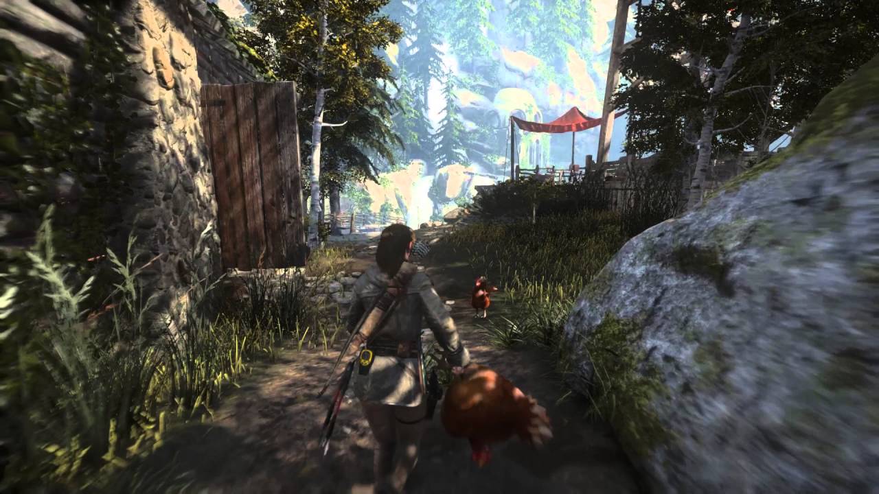 Rise of the Tomb Raider throwing chicken in water YouTube