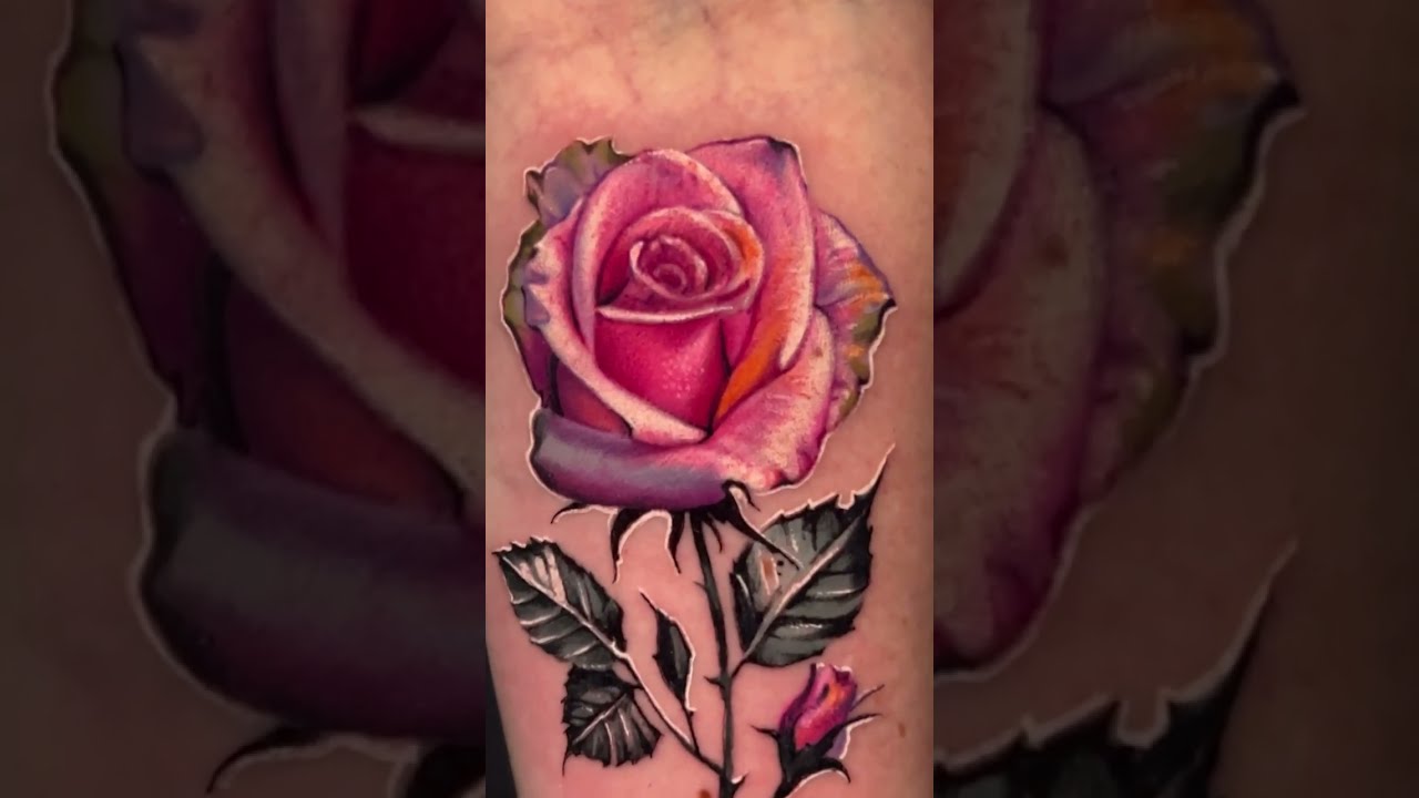 3d Rose tattoo on hand by Miguel Bohigues