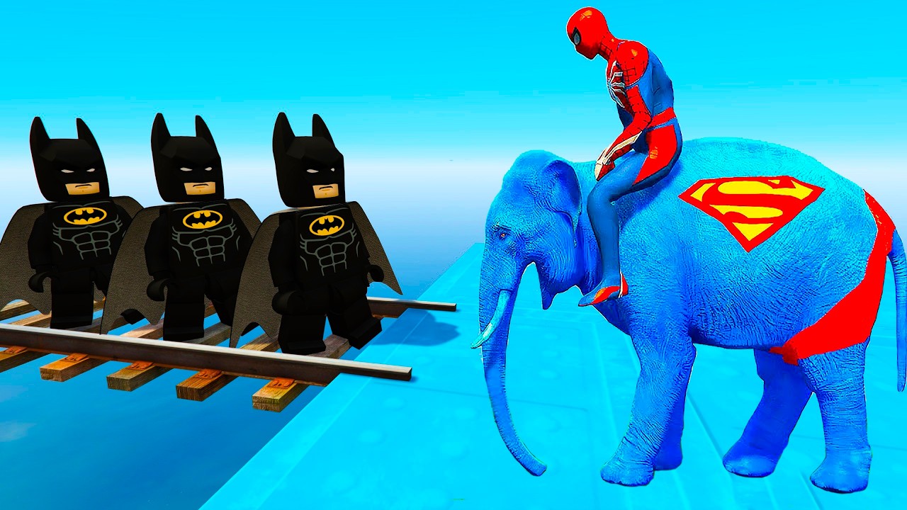 Long Slide Game With Elephant Gorilla Buffalo Hippopotamus Tiger - 3d Animal Game - Funny 3d Animals