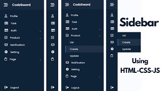 Build Responsive Sidebar With HTML CSS JavaScript | Sidebar Using HTML CSS JavaScript | Sidebar Menu