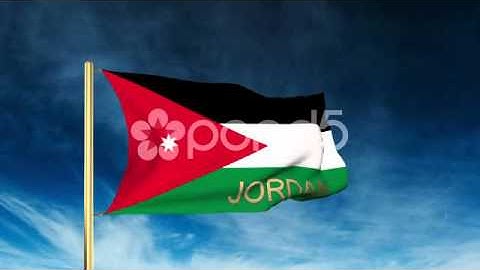 Jordan Flag Slider Style With Title. Waving In The Wind With Cloud Background