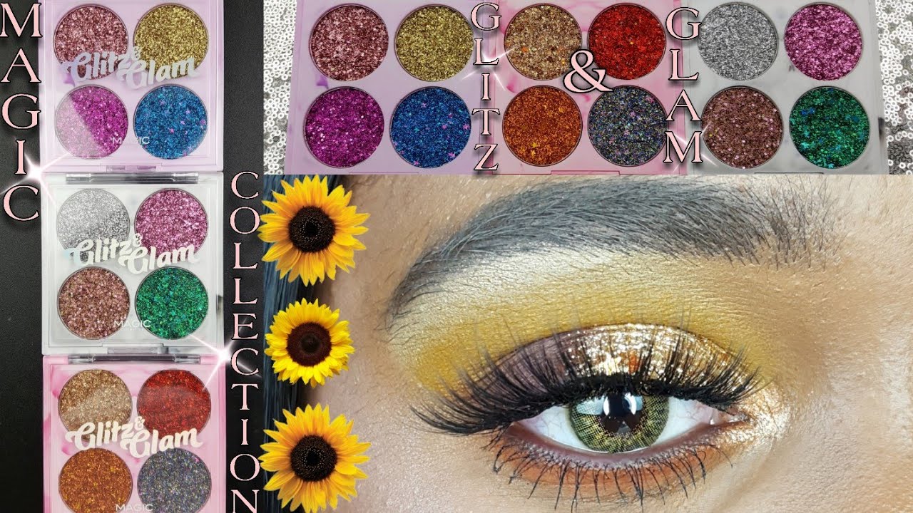Magic Collection Glitz and Glam Glitter Palette•Gold Glitter Eye Makeup•Summer Eyeshadow Tutorial