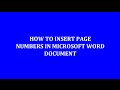 How to insert page numbers in Word