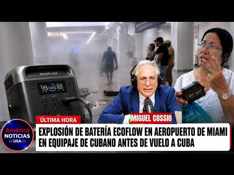 EXPLOSIÓN DE BATERÍA ECOFLOW EN AEROPUERTO DE MIAMI EN EQUIPAJE DE CUBANO ANTES DE VUELO A CUBA